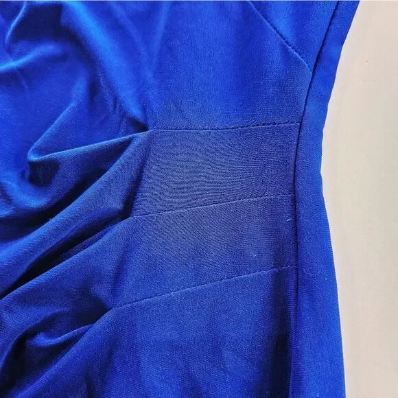 Lauren Ralph Lauren Square Neck Balloon Sleeve Ruched Dress in Sapphire Blue 6 - Picture 4 of 10